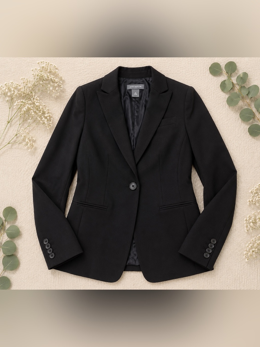 Ann Taylor The Long One Black Blazer Capsule Essential Size 4
